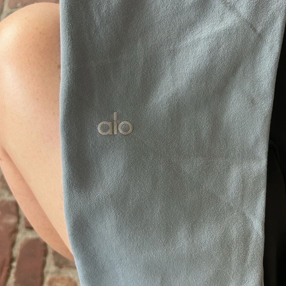 Alo Yoga Blue Mesh High Waist Cropped Leggings Size S